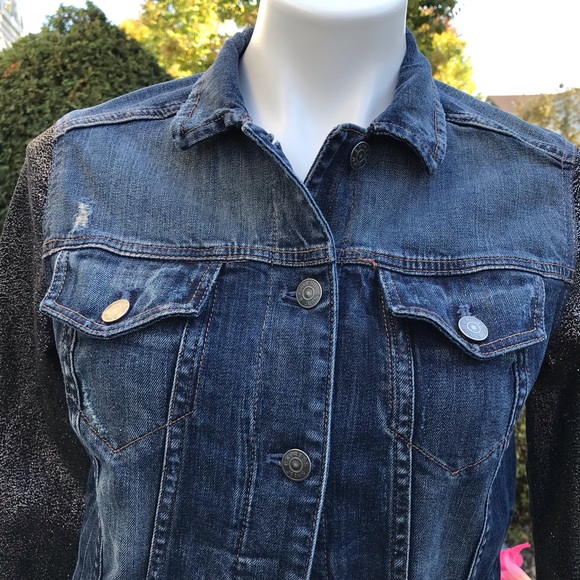 ☘️🌸 Express Denim silver sleeves Jacket 🌸☘️ - Picture 3 of 11